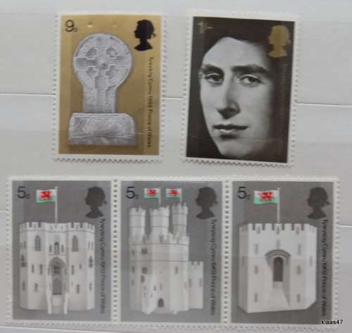 GB - 1969 - Invesitute of H.R.H Prince of Wales - Set of 5 unused hinged