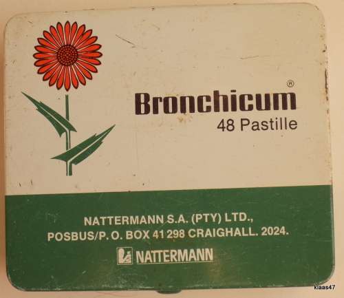 BRONCHICUM : EMPTY PASTILLE TIN :: NATTERMANN S.A. (CRAIGHALL)