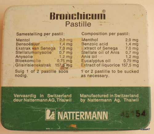 BRONCHICUM : EMPTY PASTILLE TIN :: NATTERMANN S.A. (CRAIGHALL)