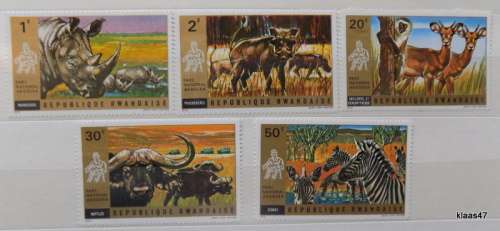 Rwanda - 1972 - Akagera National Park / Wild Animals - 5 Unused hinged stamps