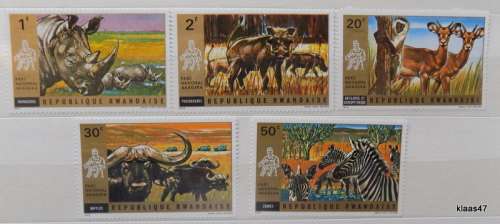 Rwanda - 1972 - Akagera National Park / Wild Animals - 5 Unused hinged stamps