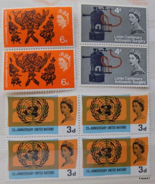 GB - 1960`s - Mixed Lot Unused stamps (1 Block of 4 and 2 pairs)