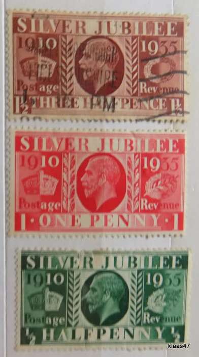 GB - 1935 - Silver Jubilee - Set of 3 (Mixed Used and Unused, all hinged)