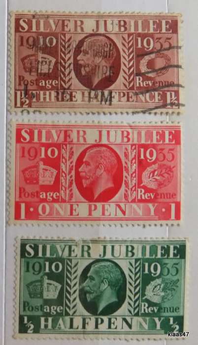 GB - 1935 - Silver Jubilee - Set of 3 (Mixed Used and Unused, all hinged)