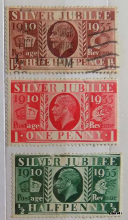 GB - 1935 - Silver Jubilee - Set of 3 (Mixed Used and Unused, all hinged)