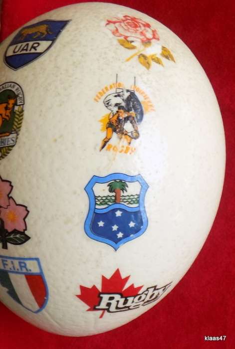 Rugby World Cup 1995 South Africa - Ostrich Egg on Stand - 16cm High