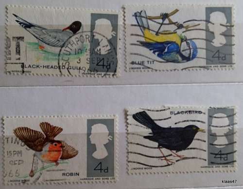 GB - 1966 - Birds - Set of 4 Used Hinged stamps