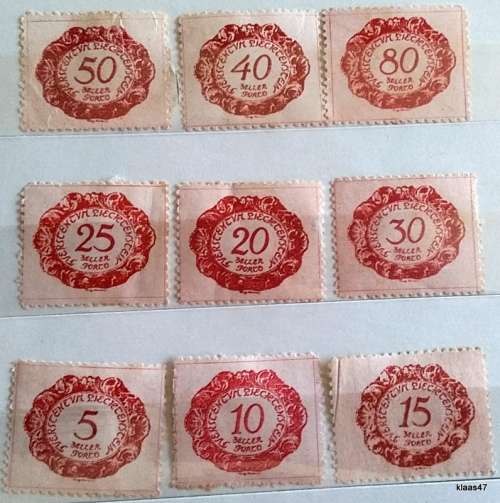 Liechtenstein - 1920 - 9 Unused Hinged Tax stamps