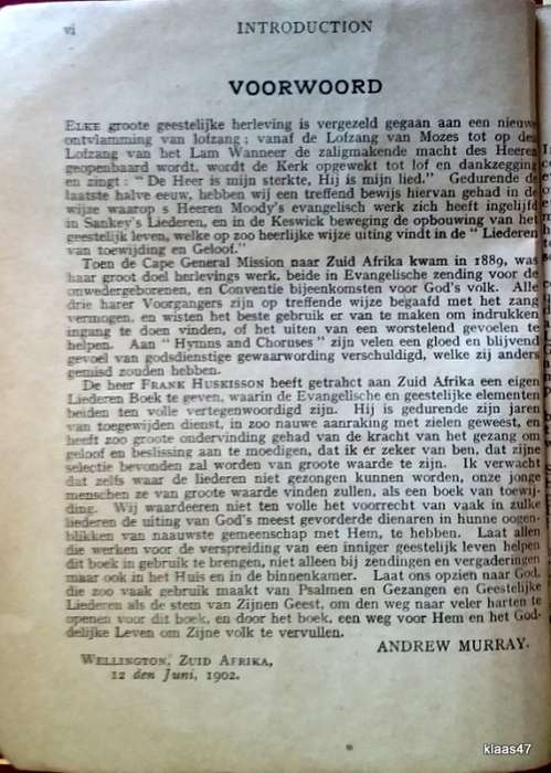 Hymns for Life and Service - With a selection of Dutch Hymns - Compiled: Frank Huskisson (Words only