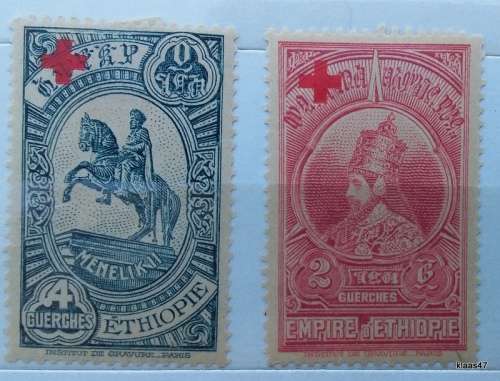 Ethiopia - 1936 - Red Cross - 2 Unused Hinged stamps