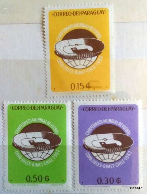 Paraguay - 1962 - FIFA World Cup - 3 Unused stamps