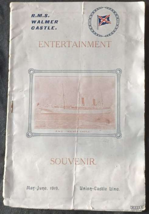 R.M.S. Walmer Castle - Entertainment Souvenir - May-June 1919 (Union Castle Line)
