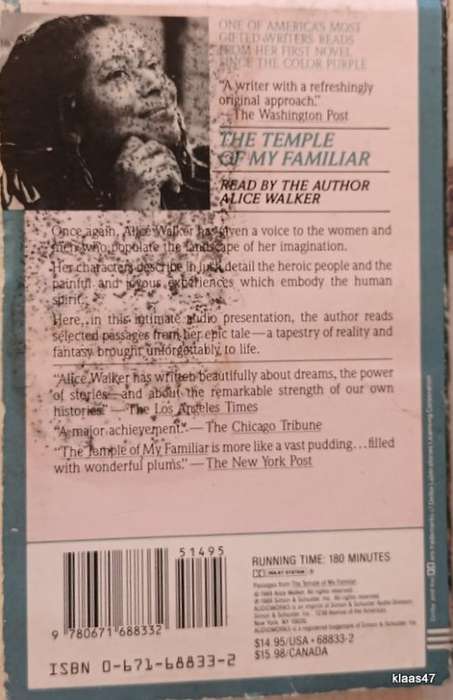 Readings form: The Temple of My familiar - Alice Walker (2 Casettes)