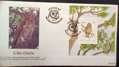 Ciskei - 1991 - Owls - FDC with Miniature Sheet