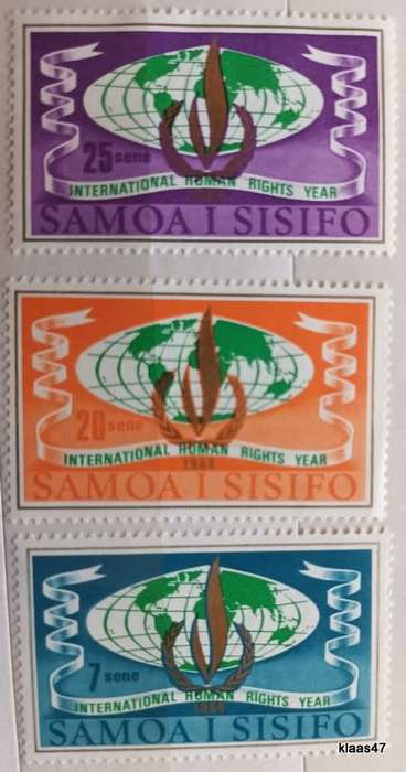 Samoa - 1968 - Human Rights - Set of 3 Unused stamps