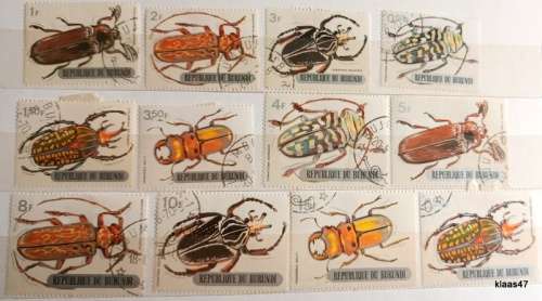Burundi - 1970 - Beetles/Insects - 6 Large and 6 Small format stamps - All cancelled Hinged