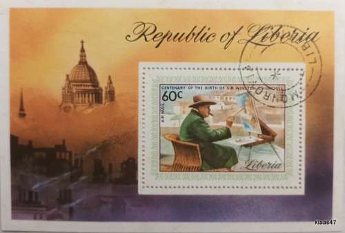 Liberia - 1975 - Churchill Centenary - Cancelled Souvenir Sheet