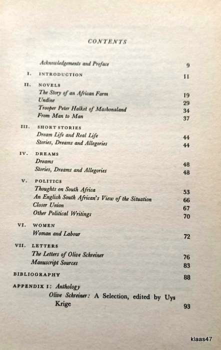Olive Schreiner: A Short Guide to her Writings - Ridley Beeton - Hardcover 1974