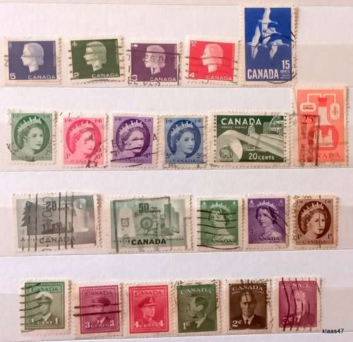 Canada - Mixed Lot of 22 Used (some Hinged) stamps