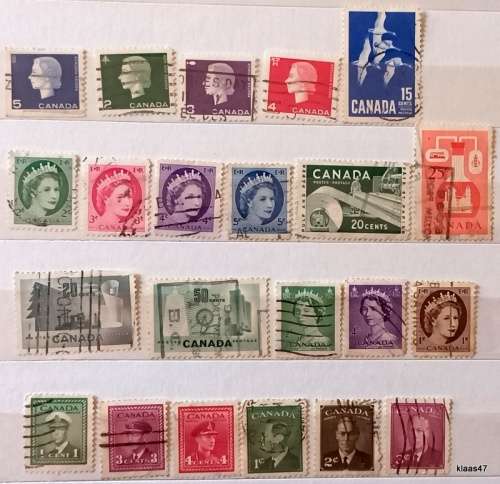 Canada - Mixed Lot of 22 Used (some Hinged) stamps