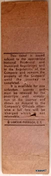 Vintage City Tramways Ticket Cape Town
