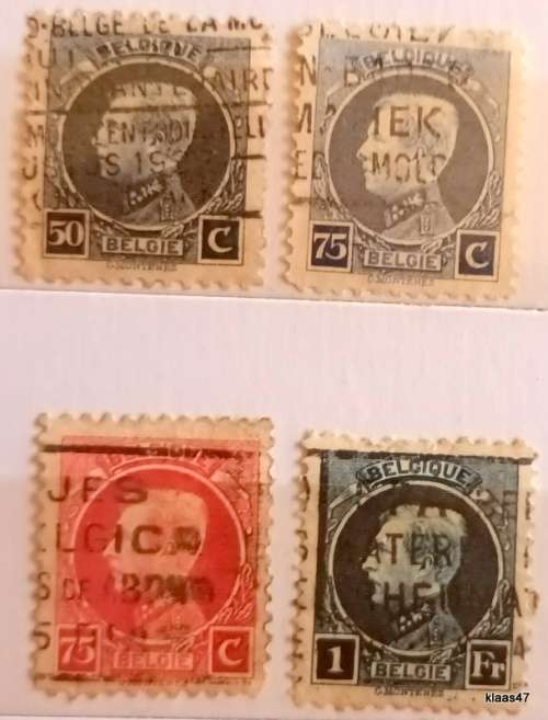 Belgium - 1921/25  - King Albert I - 4 Used stamps