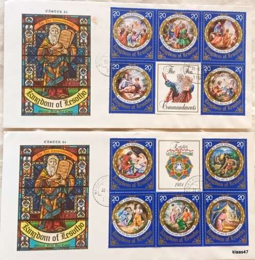 Lesotho - 1984 - Easter (The Ten Commandments) - 2 FDC`s