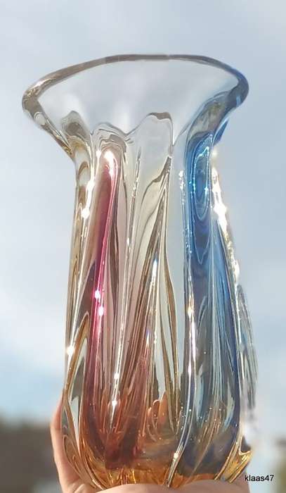Murano - Blue and Amber - Vase -
