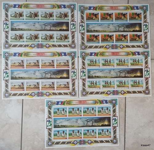 Lesotho - 1982 - Scouts - Set of 5 Full Sheets of 8 stamps - Mint