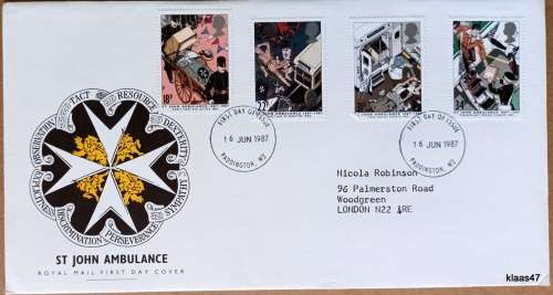 GB - 1987 - St John Ambulance - Royal Mail First Day Cover