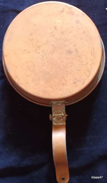 Vintage Short Handle Copper & Brass Bed Warmer