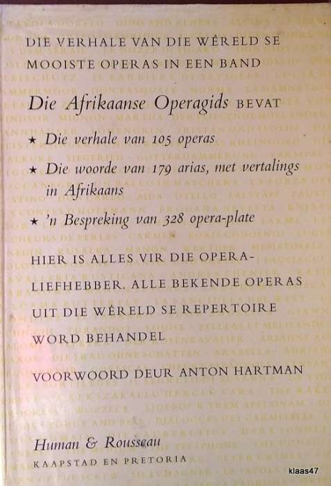 Die Afriaanse Operagids - Louis Steyn - Hardeband 1964