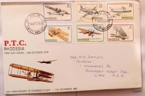 Rhodesia - 1978 - 75th Anniv Powered Flight - FDC (Umtali cancellation)