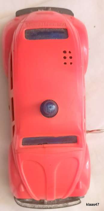 Vintage 1960`s Wind-Up Plastic Car Fire Chief F D Made in Hong Kong 7601