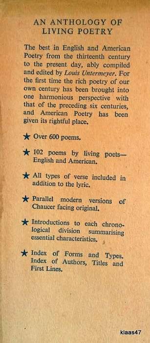 The Albatross Book of Living Verse - Ed: Louis Untermeyer - Hardcover (English and American Poetry)