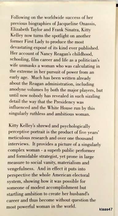 Nancy Reagan: The Unauthorized Biography - Kitty Kelley - Hardcover 1991