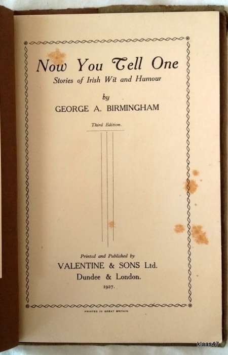 Now You Tell One! - George A Birmingham - Paperback 1927 (Stories of Irish Wit and Humour) 3rd Ed