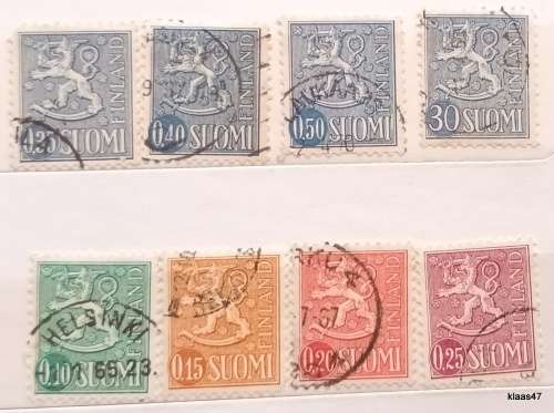 Finland - 1954/75 - Coat of Arms - 8 Used Hinged stamps