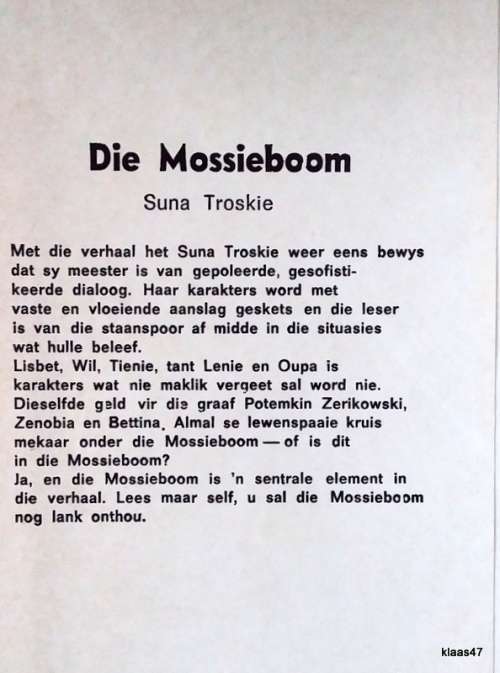 Die Mossieboom - Suna Troskie - Hardcover 1968