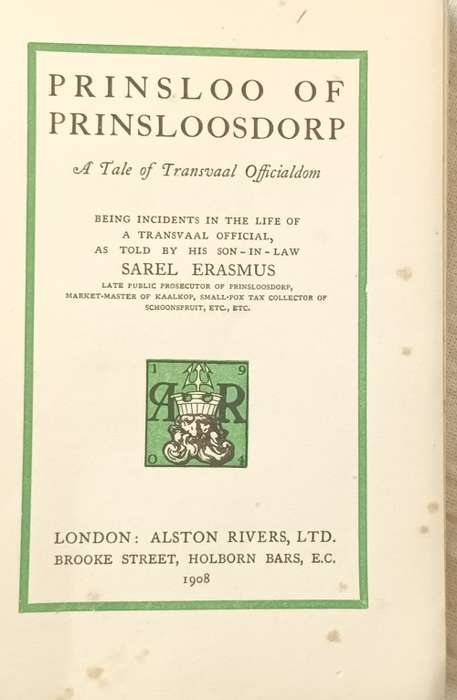 Prinsloo of Prinsloosdorp - Douglas Blackburn - Soft cover 1908 (A Tale of Transvaal Officialdom)