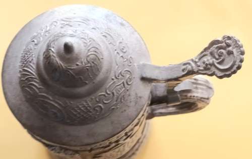 German Lidded Stein - Gerz - W. Germany - 18cm High - Base Diameter 8cm