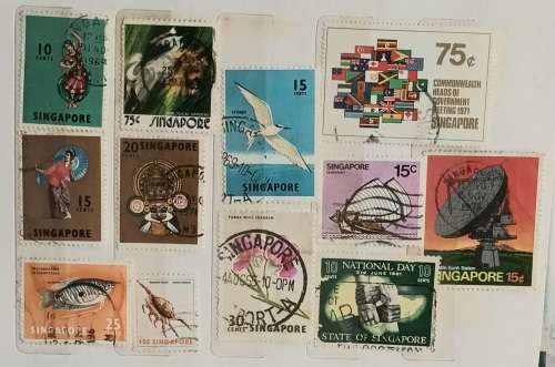 Singapore - Mixed Lot of 12 Used (some hinged) stamps