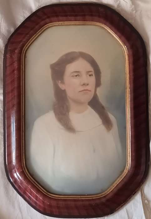 Vintage Wooden Frame with Photograph - Complete with Glass - 55x38cm