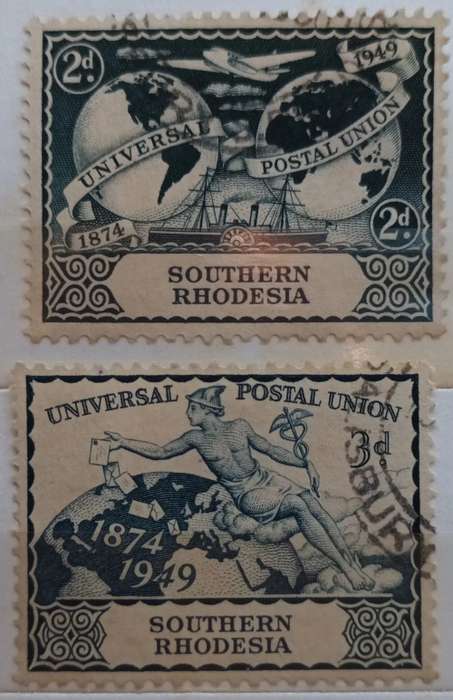 Southern Rhodesia - 1949 - UPU 75th Anniversary - Set of 2 Used stamps