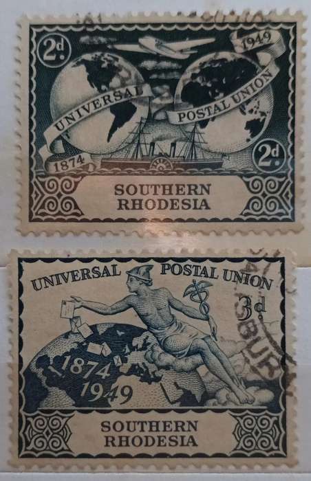 Southern Rhodesia - 1949 - UPU 75th Anniversary - Set of 2 Used stamps