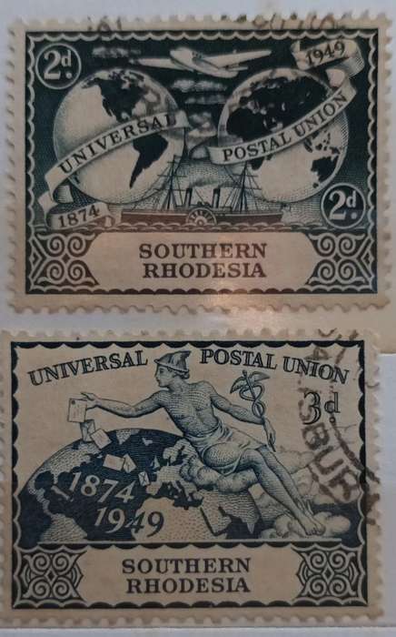 Southern Rhodesia - 1949 - UPU 75th Anniversary - Set of 2 Used stamps