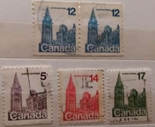 Canada - 1979 - Parliament Building - 3 Used and 1 Pair Used stamps