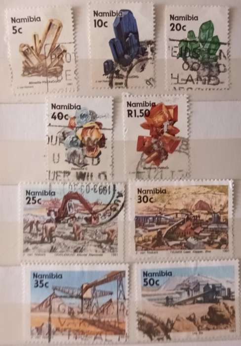 Namibia - 1991 - 1st Definitive (Mines and Minerals) - 9 Used stamps
