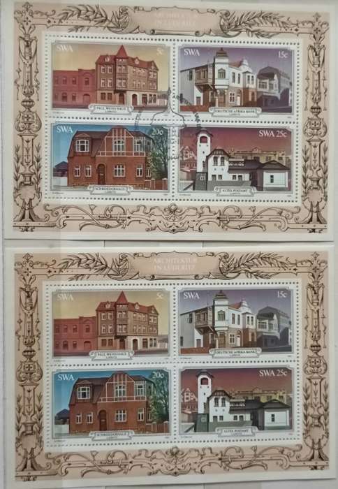 South West Africa - 1981 - Luderitz Architecture - 2 Miniature Sheets (Cancelled and Mint)
