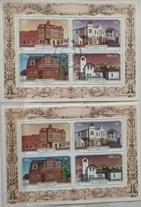 South West Africa - 1981 - Luderitz Architecture - 2 Miniature Sheets (Cancelled and Mint)